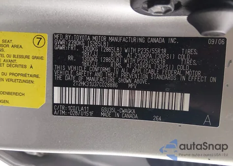 2007 Lexus Rx 350 z USA, uszkodzony, nr VIN 2T2HK31U37C028886